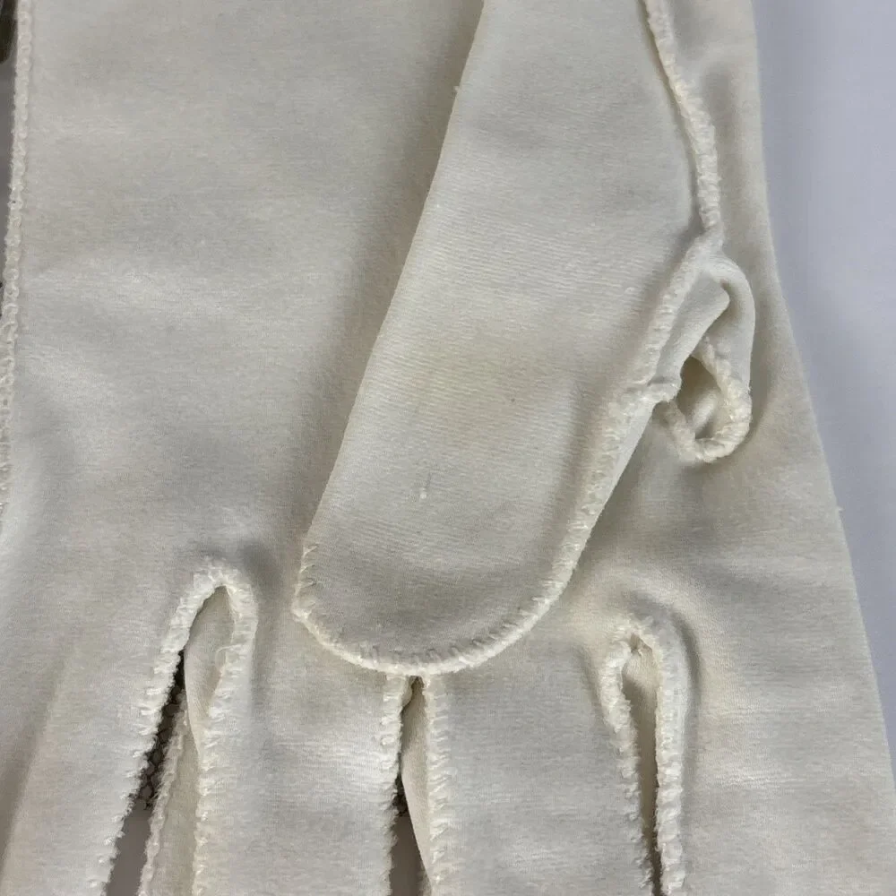 VTG Crescendoe Women's Gloves White Short Scalloped Eyelet Edge Size 7 1/2